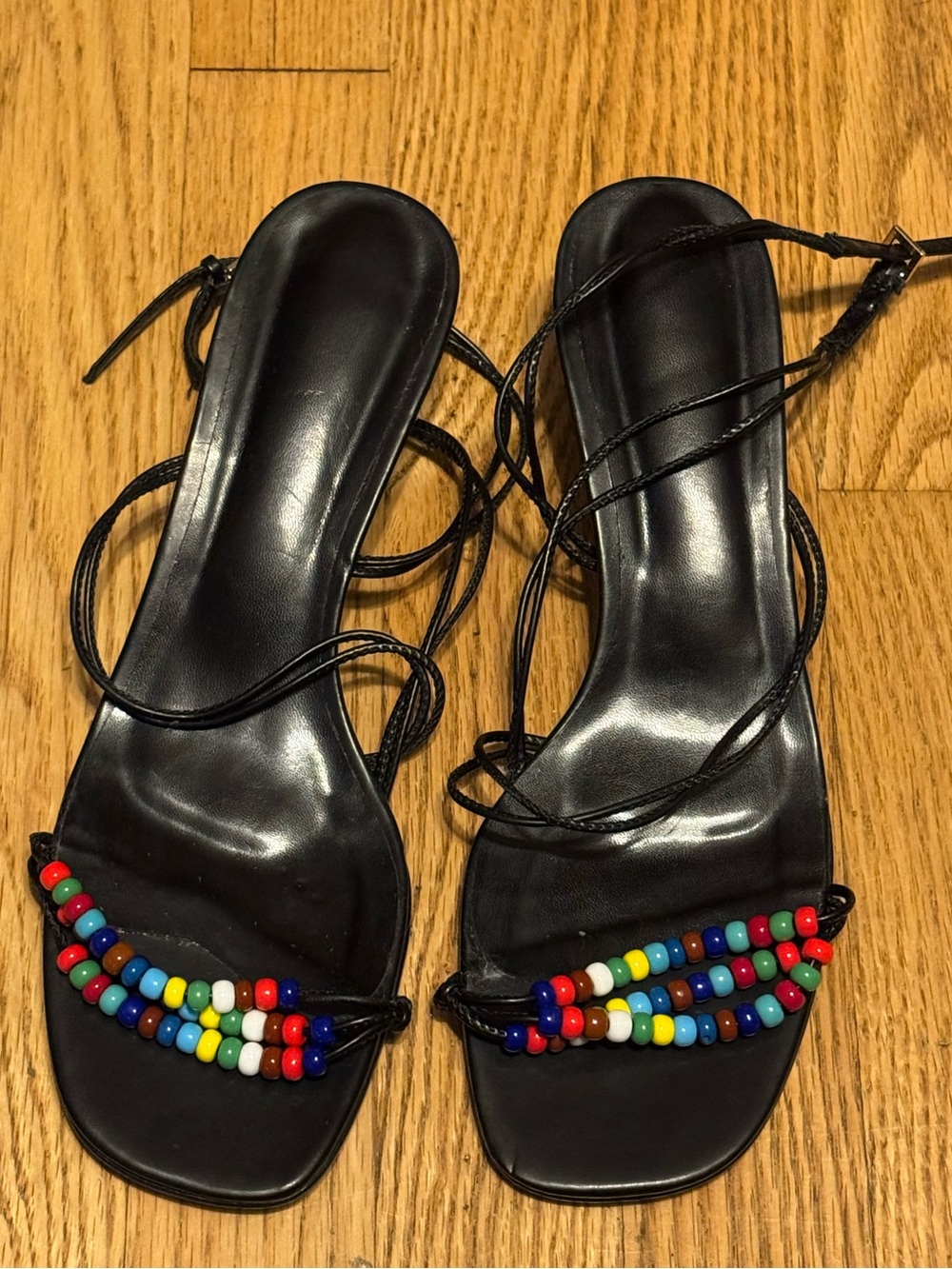 New Black beaded kitten heels size 9